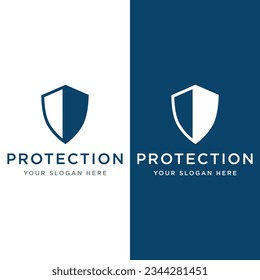 Logotipo de protección con concepto de escudo moderno y único.Logo para negocios, protección, web.
