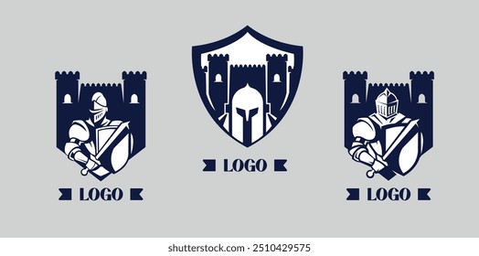 protection logo unit shield icon, Shield Fortress Castle Wall for Secure Strong Safe Protect logo design,Letter S secure symbol logo design vector template.