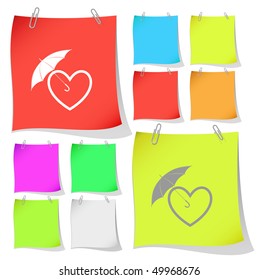 Protection love. Vector note papers.