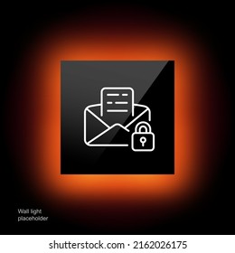 Icono de línea de correo de protección. Sobre, bloqueo, carta, seguridad, correo, correspondencia, cartas, privacidad. Concepto de comunicación. Estilo de glasmorfismo. Icono de línea de vector para negocios y publicidad