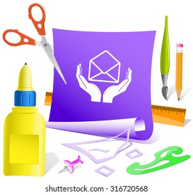 protection of mail. Paper template. Vector illustration.
