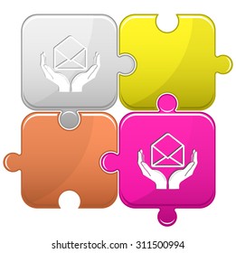 protección del correo. Rompecabezas vectorial.