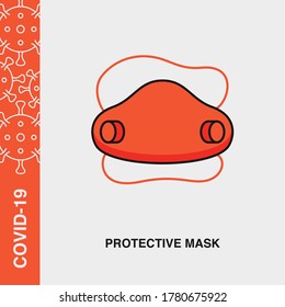 Protection Mask Colored Linear Icon on Isolated Background. COVID-19, Corona Virus, Infection Concept Icon.