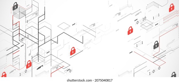 Mecanismo de protección, privacidad del sistema. Ilustración del vector