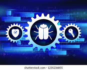 Protection mechanism system. Technology security concept. Modern safety digital background. Hi-tech vector illustration