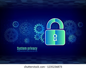 Protection mechanism system. Technology security concept. Modern safety digital background. Hi-tech vector illustration