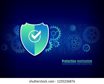 Protection mechanism system. Technology security concept. Modern safety digital background. Hi-tech vector illustration