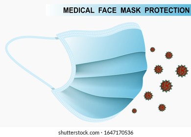 Protection medical face mask and virus icon vector Healthy concept