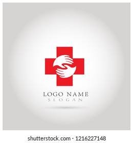 Protection & Medical, Red Cross Logo. Symbol & Icon Vector Template.