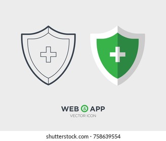 Protection medicine shield flat vector icon
