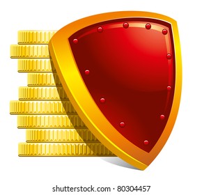 Protection of money and payments. Detailed vector illustration.