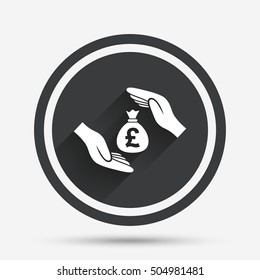 Protection money sign icon. Hands protect cash.