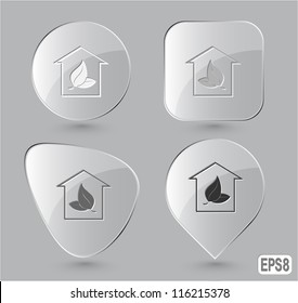 Protection of nature. Glass buttons. Vector illustration.