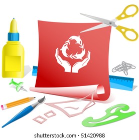 Naturaleza de protección. Plantilla de papel vector.