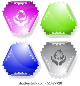 Protection nature. Vector sticker.