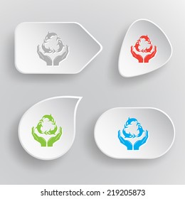 Protection nature. White flat vector buttons on gray background.