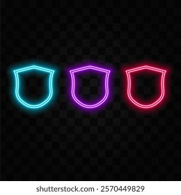 Protection neon icon. Universal interface signal. Shield sign and symbol.