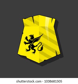 Protection old shield Coat of arms sign. Safety badge icon. Privacy color banner old shield. Security label icon. Defense tag. Presentation military sticker shape. Vector defense safeguard shield sign