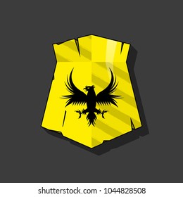 Protection old shield Coat of arms sign. Safety badge icon. Privacy color banner old shield. Security label icon. Defense tag. Presentation military sticker shape. Vector defense safeguard shield sign