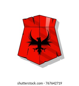 Protection old shield Coat of arms sign. Safety badge icon. Privacy color banner old shield. Security label icon. Defense tag. Presentation military sticker shape. Vector defense safeguard shield sign