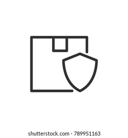 Protection of the parcel. Box and shield. Line with Editable stroke