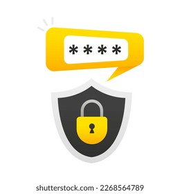 Protección con contraseña segura para pago en línea sobre el concepto de fondo verde, contraseña de usuario. Seguridad cibernética, protección de datos y concepto de privacidad. Ilustración del vector