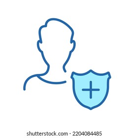 Protection of People Line Icon. Privacy Outline Icon. Employee Security and Protection. Protecting your Personal Data. Editable Stroke. Isolated Vector Illustration.