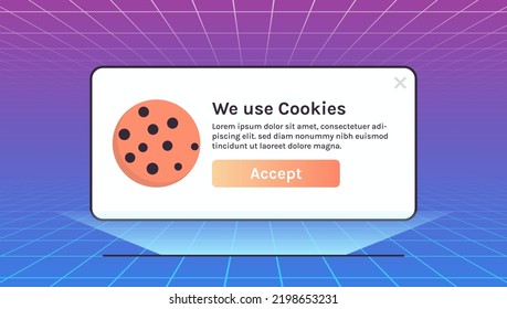 Protection of personal data information cookie and internet web page we use cookies policy concept flat vector illustration.
