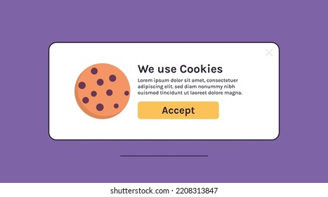 Protection of personal data information cookie and internet web page we use cookies policy concept flat vector illustration. svg