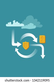 Protection of personal information during data exchange, simple vector style