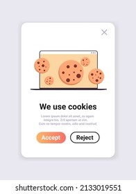 protection of personal information internet web pop up we use cookies policy notification on laptop screen