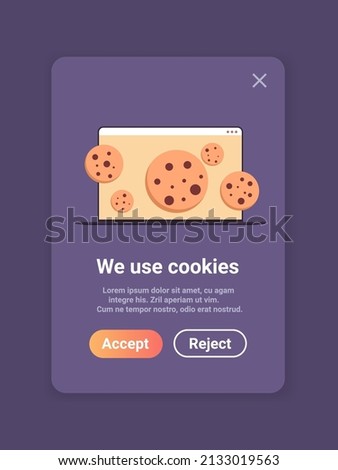protection of personal information internet web pop up we use cookies policy notification on laptop screen