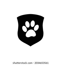 Protection of pets icon vector dog cat footprint on shield icon