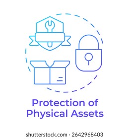 Protection of physical assets blue gradient concept icon. Benefit of security system. Safety of important property. Round shape line illustration. Abstract idea. Graphic design. Easy to use in booklet