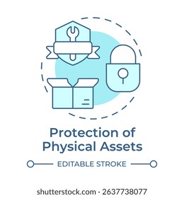 Protection of physical assets soft blue concept icon. Benefit of security system. Safety of important property. Round shape line illustration. Abstract idea. Graphic design. Easy to use in booklet