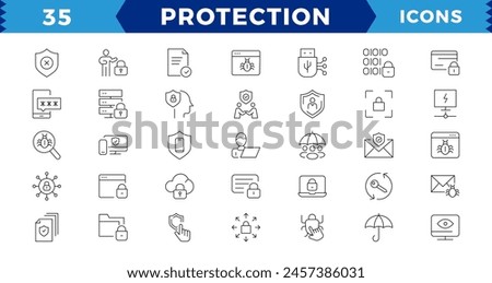 protection  pixel Perfect Line Editable Icons set. Vector illustration in thin line modern style of cyber protection related icons: personal data protection, passwords,editable stroke icons.
