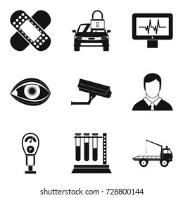 Protection of place icons set. Simple set of 9 protection of place vector icons for web isolated on white background