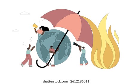 Protection of the planet Earth from fires, fire. Combating global warming.