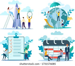 Protection of the planet earth, start-Up, Business negotiations, Business consultations.A set of illustrations for the design.flat vector illustration.