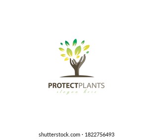 Protection plants logo design sign