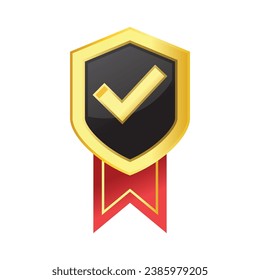 Protección, concepto de escudo protegido con banner. Icono de seguridad. Etiqueta de seguridad. Ilustración del vector