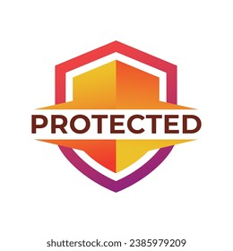 Protection, protected shield concept with banner. Safety badge icon. Security label. Vector illustration