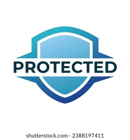 Protection, protected shield concept with banner. Safety badge icon. Security label. Vector illustration