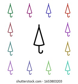 Protection rain umbrella sign multi color style icon. Simple thin line, outline vector of weather icons for ui and ux, website or mobile application