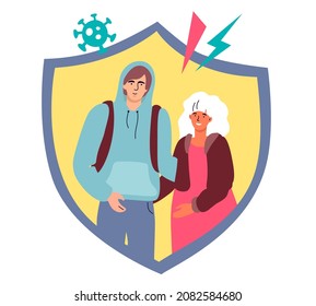 Protection of the risk group - detailed vector flat design style illustration