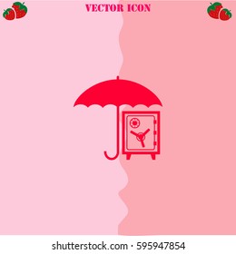 The protection of the safe vector  icon. Strawberry Background.
