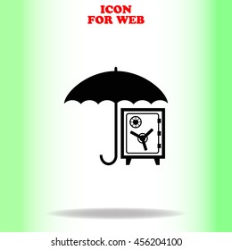 The protection of the safe web icon. Black illustration on white background