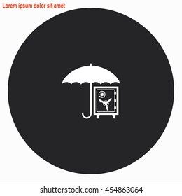 The protection of the safe web icon. Gray circle button with white illustration.