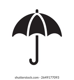 Protection and safety coverage icon with an open umbrella representing insurance security and shelter from risk danger and bad weather vector solid glyph icon
