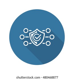 Protection and Safety Icon. Flat Design. Security concept with a shield. Isolated Illustration. App Symbol or UI element.